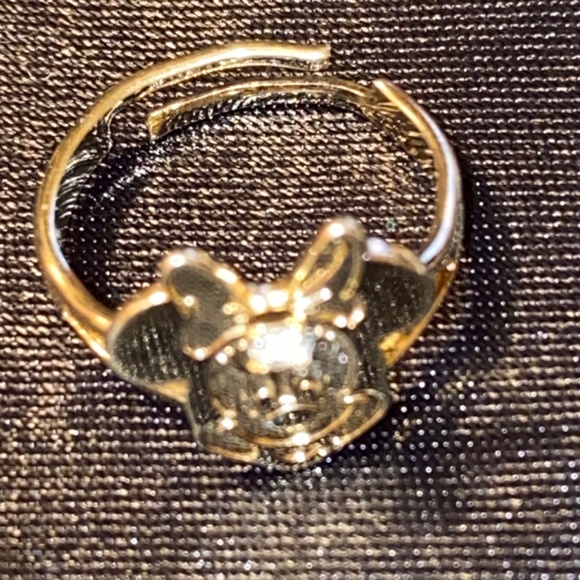 Vintage Y2K 2000 90s 22K Gold Plate Disney Minnie Mouse Gold Crystal Ring Size 6 - Picture 10 of 14